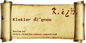 Klekler Ágnes névjegykártya