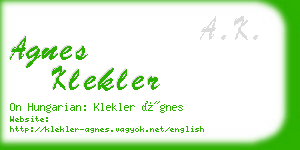 agnes klekler business card